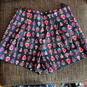 COLOR MIKIBANA Hot Air Balloon Print Pleated Shorts  Size Small